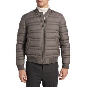 $3,795 NWT Brett Johnson Gray Wool-Silk Tech Puffer Quilted Jacket Size 2XL